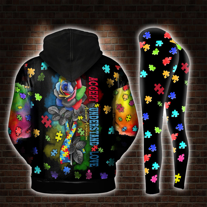 Accept Understand Love Autism Puzzle Legging and Hoodie Set - TG1221DT