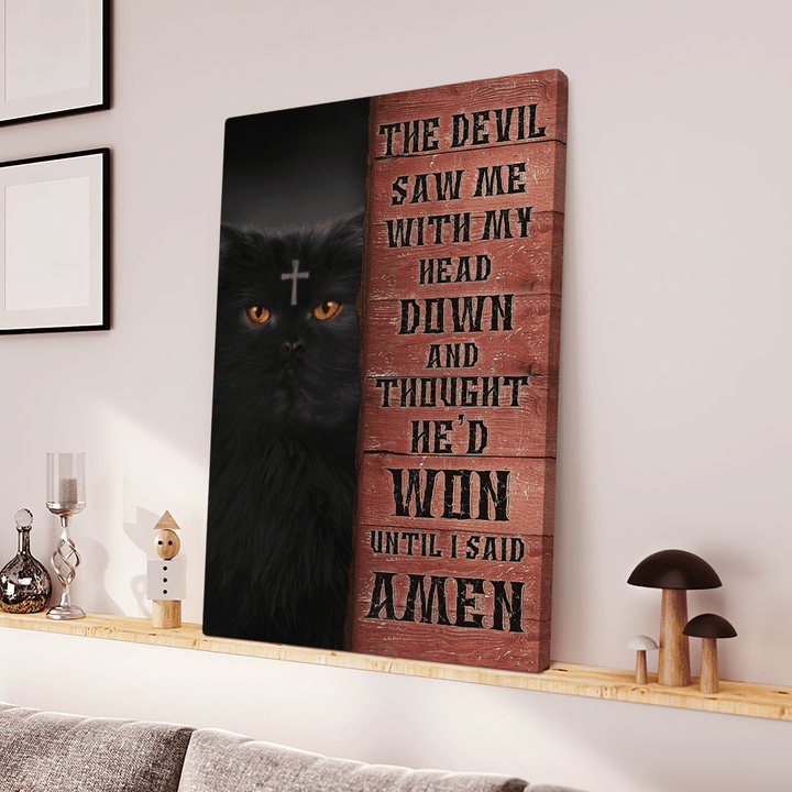 Black Cat With Cross Canvas - Canvas For Cat Lover - TT0122TA
