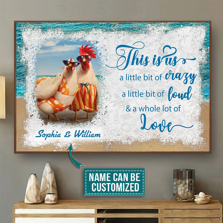 Couple Chicken On The Beach A Whole Lot Of Love Canvas & Poster - TT0222DT