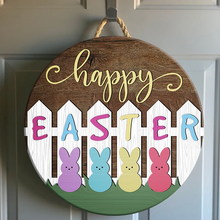 Happy Easter Circle Sign - Wood Circle Sign - TT0322TA