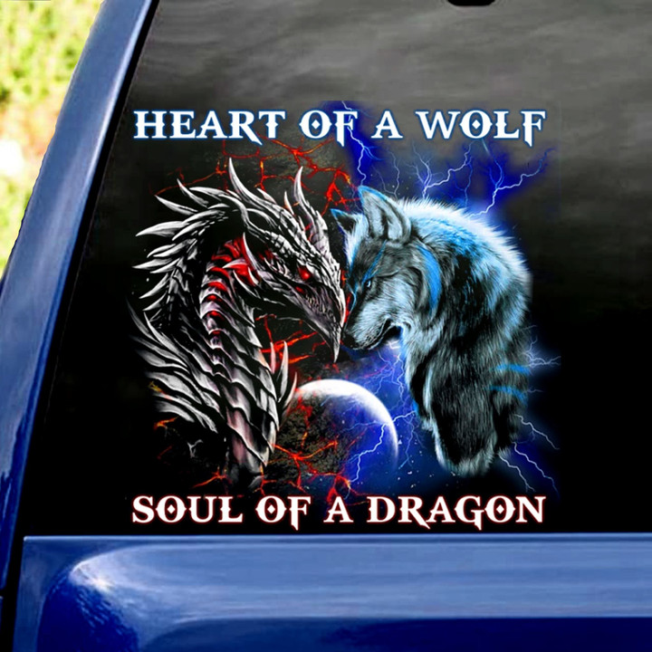 Heart Of A Wolf Soul Of A Dragon Decal Sticker - TT0322