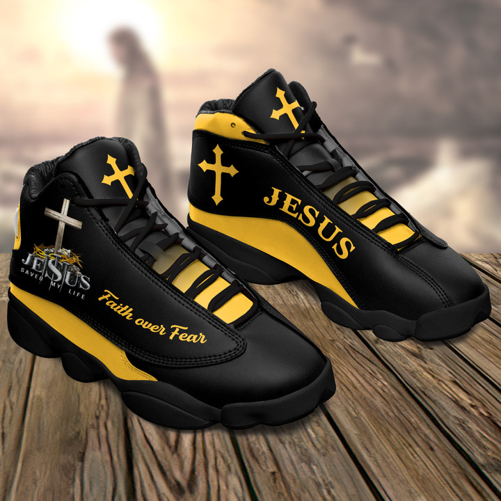Jesus Faith Over Fear Black And Yellow JD13 Shoes - TT0422TA