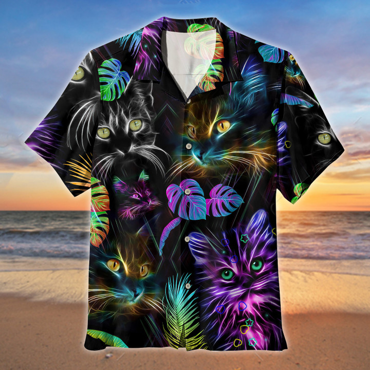 Cat Neon Hawaii Tshirt, Hawaii Shirt - TT0422HN