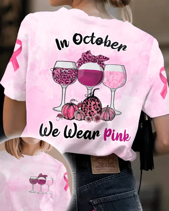 Wine Glasses Breast Cancer T-shirt - TG0822QA