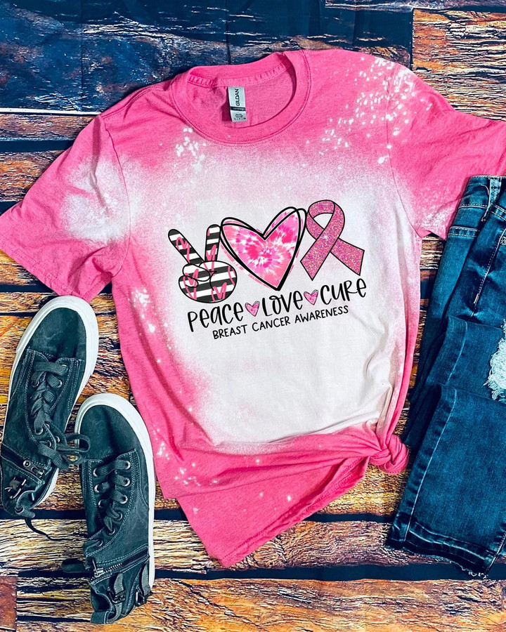 Peace Love Cure Breast Cancer T-shirt - TG0822TA