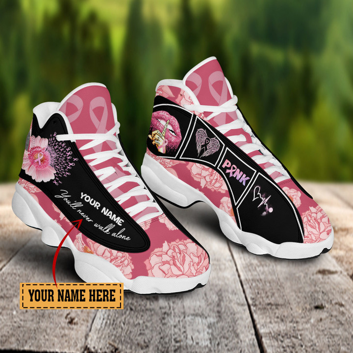 Breast Cancer You'll Never Walk Alone Flower Custom Name JD13 Shoes - TG0822QA