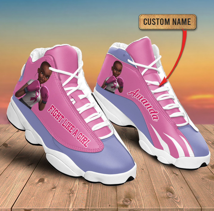 Breast Cancer Fight Like A Girl Purple Custom Name JD13 Shoes - TG0822HN