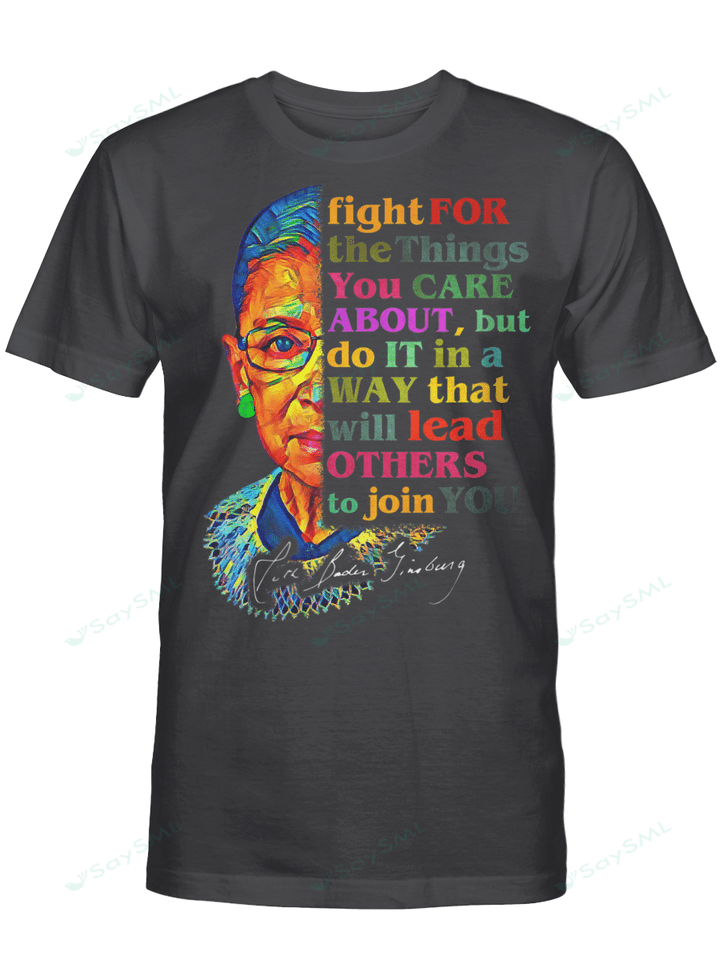 Womens Ruth Bader Ginsburg Fight For The Things You Care About V-Neck T-Shirt