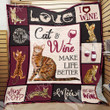 Bengal Cat and Wine Blanket LNT0612036 Quilt Blanket