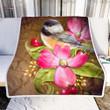 A Little Bird And Pink Flowers NI1303002YD Fleece Blanket