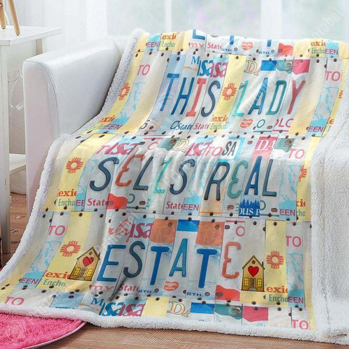 This Lady Sells Real Estate CLM1710180S Sherpa Fleece Blanket