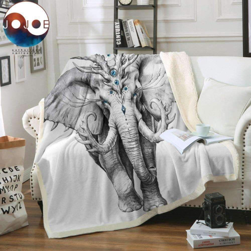 3D Black and White Thin Quilt Elephant CLA1910068F Sherpa Fleece Blanket