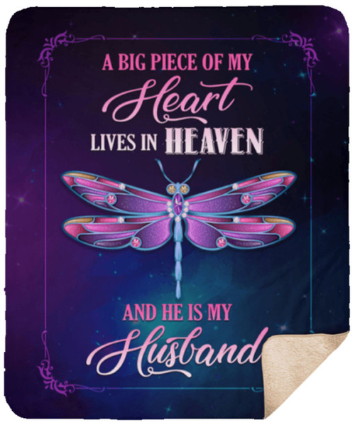 A Big Piece Of My Heart Lives In Heaven And He Is My Husband CLH1312001F Sherpa Fleece Blanket