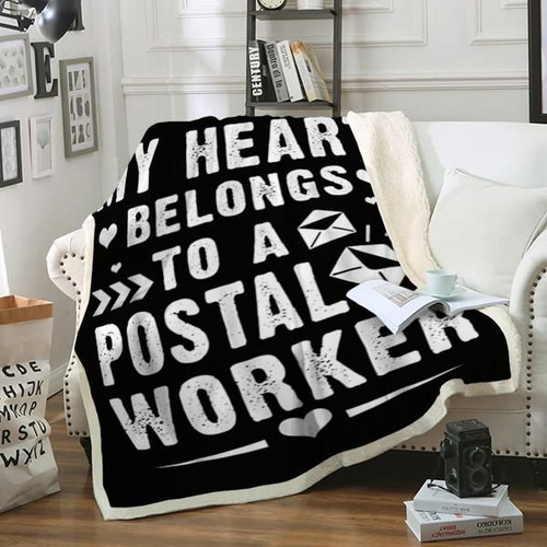 My Heart Belongs To A Postal Worker CLH2612319F Sherpa Fleece Blanket