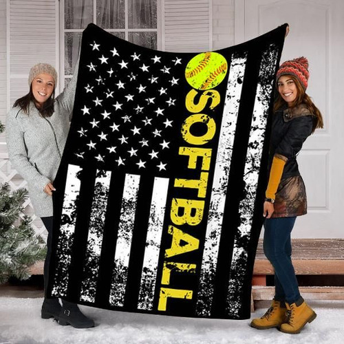American Flag Softball CLH2612012F Sherpa Fleece Blanket