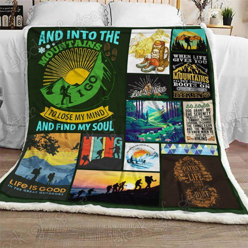 And Into The Mountains I Go Hiking CL210907MD Sherpa Fleece Blanket