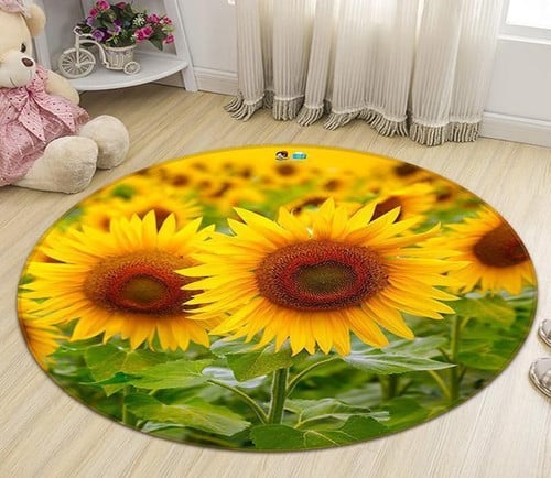 3D Pretty Sunflowers Round Carpet HHC11021027TH
