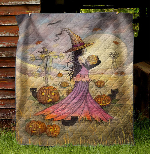 A Little Witch And Pumpkin Halloween NI1210053DT Quilt Blanket