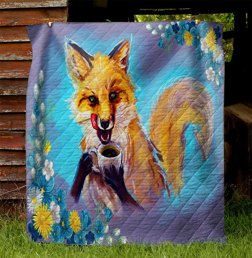 A Little Fox Love Coffee NI1210048DT Quilt Blanket