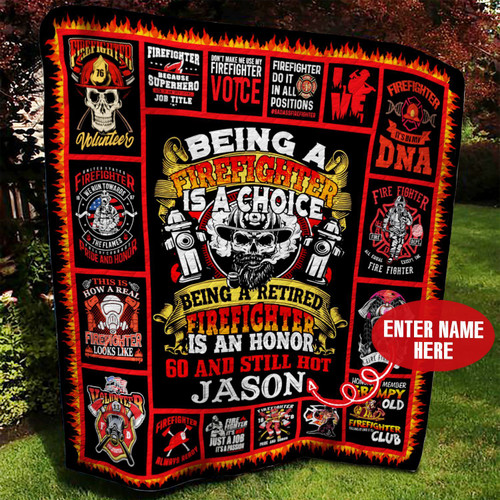 60 Retired Firefighter Personalized Quilt Blanket BBB030624SM