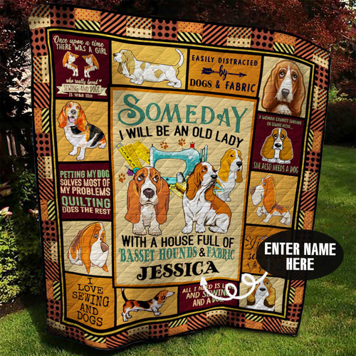 Basset Hound Sewing Personalized Quilt Blanket BBB100621HT