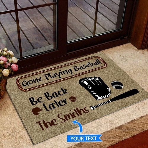 Playing Baseball Personalized Doormat DHC0706450