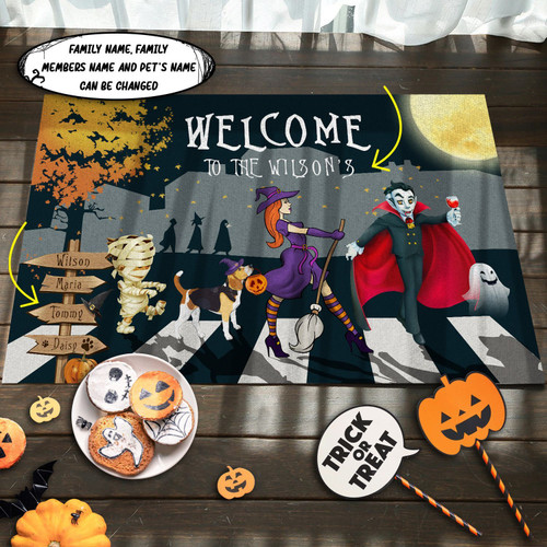 Beagle Family Halloween Personalized Doormat DHC07061847