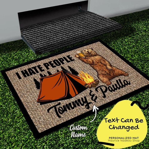 Camping Bear Personalized Doormat DHC07061257