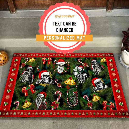 Merry Christmas Skull Personalized Doormat DHC07061330
