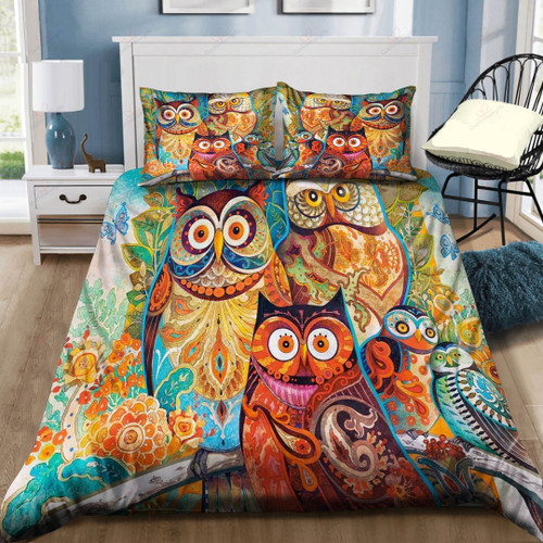 3 Colorful Owls In The Tree GS-HT0308QV Bedding Set
