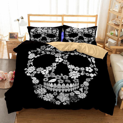 3D Bedding Set Skull Floral Print Dhc1712241Dd