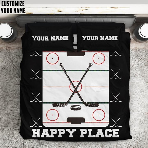 3D This Is My Happy Place Hockey Personalized DAC0412118 Bedding Set