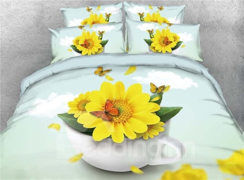 3D Sunflower And Butterfly DHCDHC DHC2310 Bedding Set