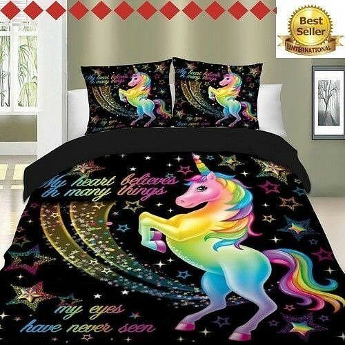 3d Rainbow Unicorn Fairytale With Stars CLH101002B Bedding Sets
