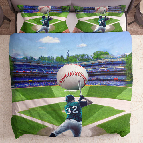 3D Player Hits Baseball On The Court Gs Cl Ml2510 Bedding Set