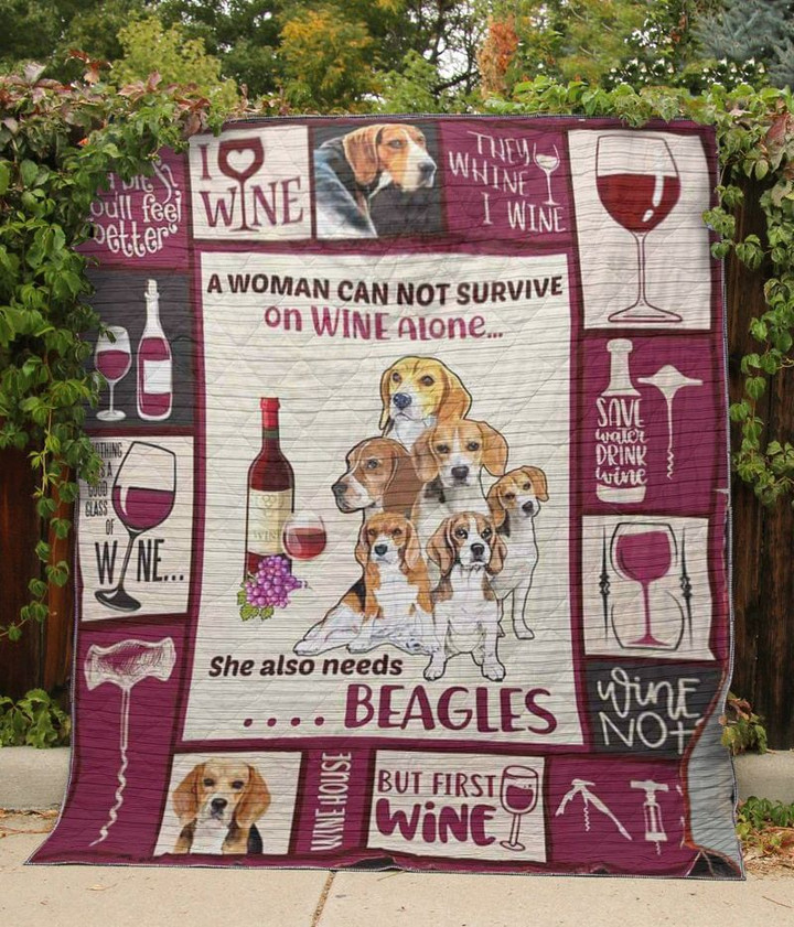 Beagle Beagle And Wine Quilt Blanket DHC3112332TD