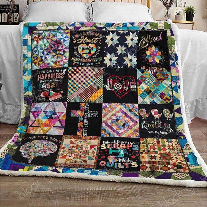 I Love Fabric Quilting CL301122MDF Sherpa Fleece Blanket