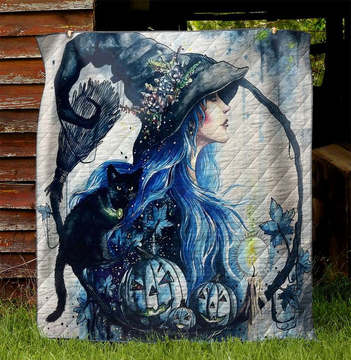Beautiful Witch And Black Cat Halloween NI1210062DT Quilt Blanket