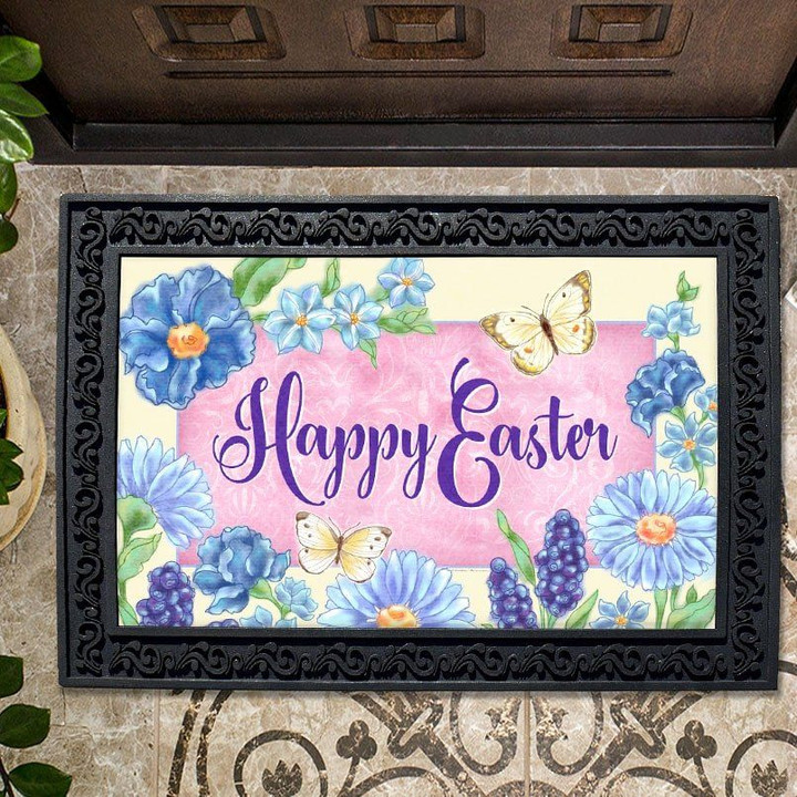 Blue Easter Flowers Doormat DHC04064107