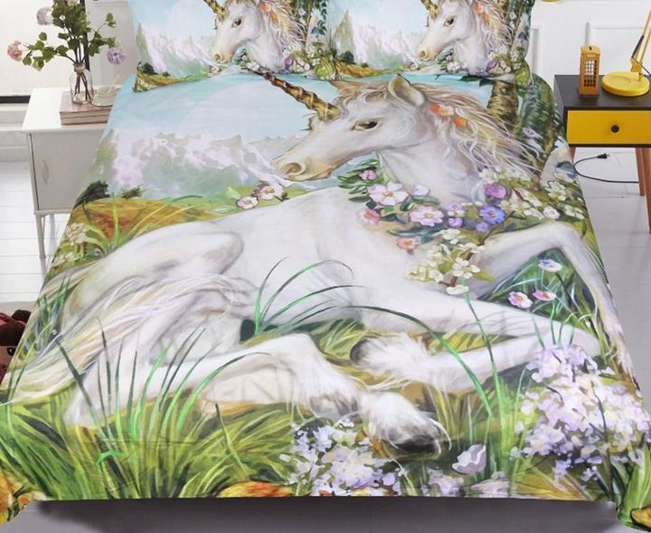 3D Unicorn Bedding Set Queen Size Watercolor Print Bed Set Kids Girl Dhc13121173Dd