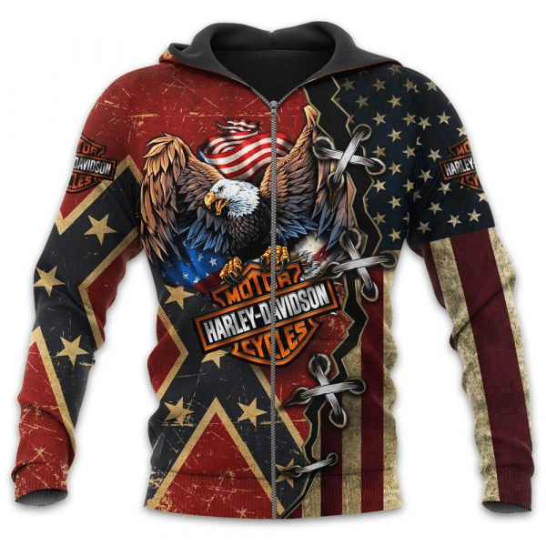 The Vintage Eagle with Harley Davidson Hoodie - Sweatshirt - T-Shirt