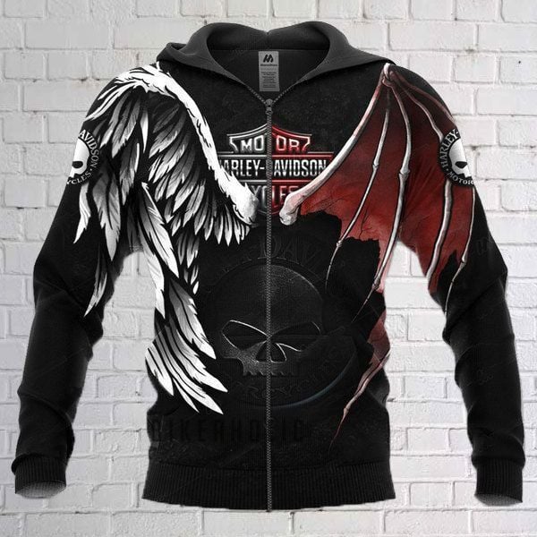 The Wings of Death Harley Davidson Hoodie - T Shirt - Sweat Shirt - Tanktop - Short