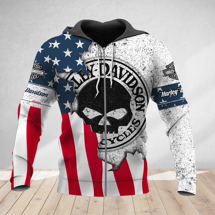 The Skull Head Harley Davidson Hoodie - T Shirt - Sweatshirt - Short