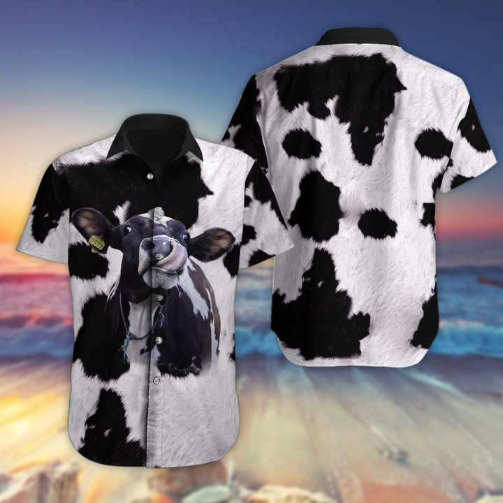 Black Dairy Cow Button Shirt