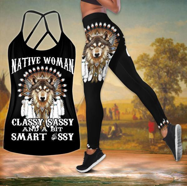 Native Woman Cross Tank Top Legging Set