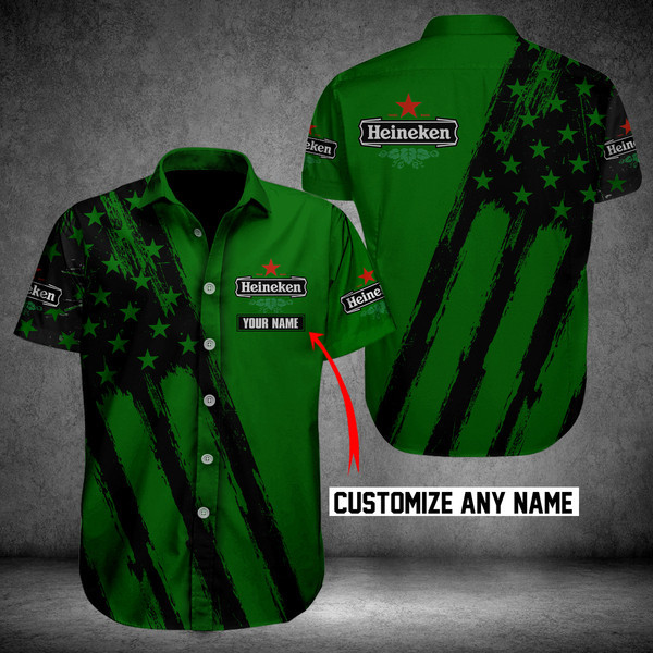 Personalized Flag Heineken Button Shirt