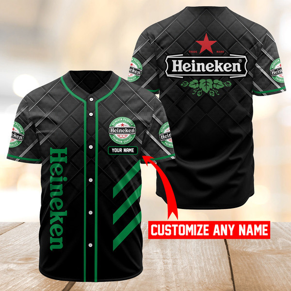 Personalized Black Heineken Baseball Jersey