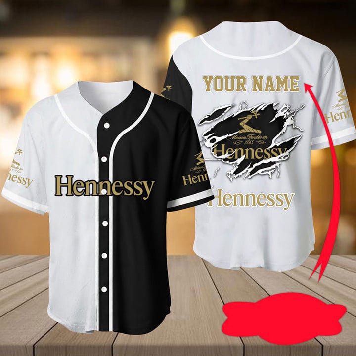 Personalized White Black Hennessy Baseball Jersey