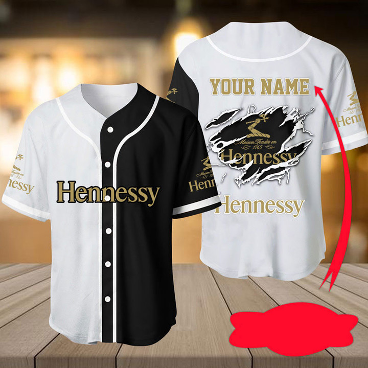 Personalized Black White Hennessy Baseball Jersey
