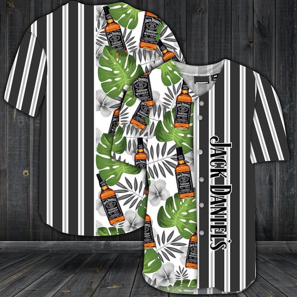 Striped Tropical Hawaii Jack Daniels Baseball Jersey